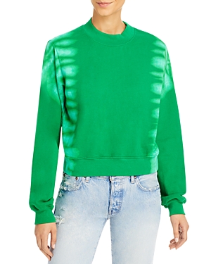 Cotton Citizen Tie-dye Detail Cropped Sweatshirt In Kelly Green