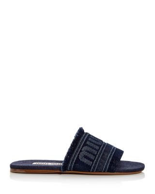 Miu Miu Women's Denim Logo Slide Sandals | Bloomingdale's