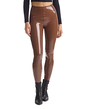 Commando Classic Patent Faux-leather Firming Leggings In Cinnamon