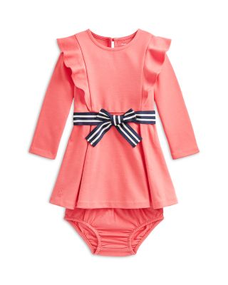 knee length dresses for ladies Girls Long Sleeve Polo Dress – RC Uniforms main image 0