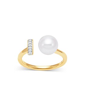 Bloomingdale's - Cultured Freshwater Pearl & Diamond Cuff Ring in 14k Gold - 100% Exclusive
