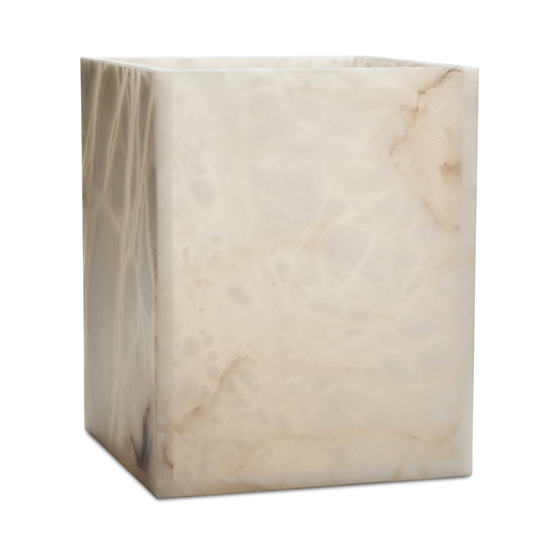 Labrazel Alisa Alabaster Wastebasket, Cream In Creamy Ivory
