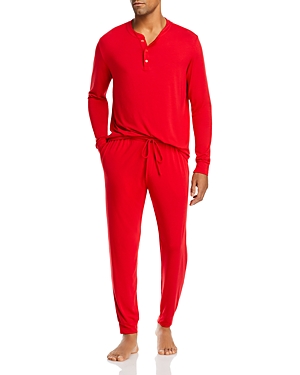 Eberjey Henry 2-piece Henley Pajama Set In Haute Red