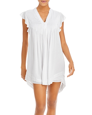 Shop Poupette St Barth Sasha Pleated Mini Dress In White