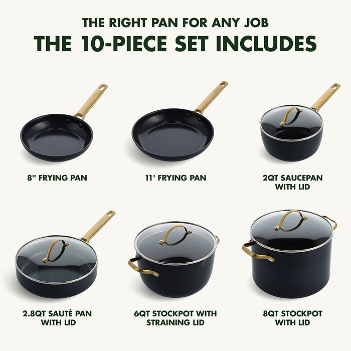 Greenpan Reserve Healthy Ceramic Nonstick Cookware, Set Of 10 In Coral