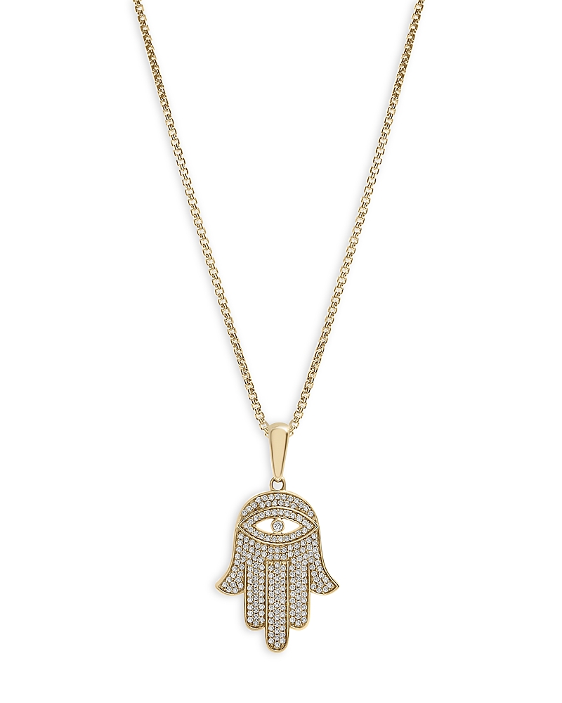 Bloomingdale's Men's Diamond Hamsa Pendant In 14k Yellow Gold, 0.50 Ct. T. W. - Exclusive