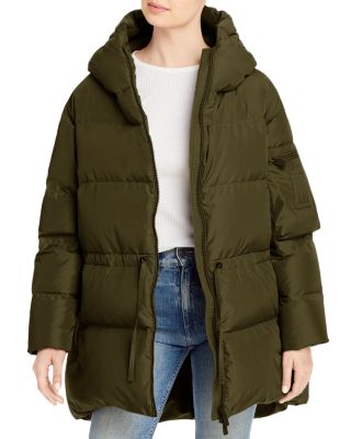 green long puffer coat