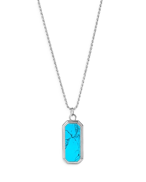DEGS & SAL TURQUOISE PENDANT NECKLACE IN RHODIUM PLATED STERLING SILVER, 24