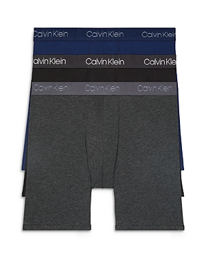 Calvin Klein Cotton Blend Boxer Briefs, Pack Of 3 In Gray/black/blue