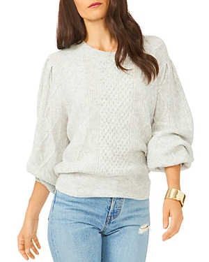 1.state Mixed Knit Crewneck Sweater In Silver Heather