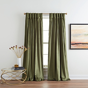 DKNY VELVET 84 X 32 INVERTED PLEAT WITH BUTTON CURTAIN PANEL, PAIR