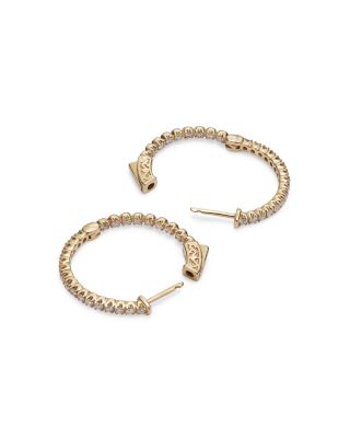 Diamond Inside Out Hoop Earrings in 14K Yellow Gold, 1.0 tcw&nbsp;