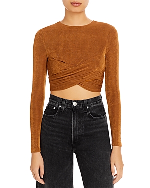 Significant Other Texas Twisted Jersey Crop Top In Bronze
