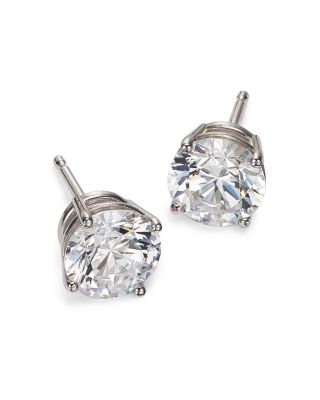 Colorless Certified Round Diamond Stud Earring in 18K White Gold, 2.0 tcw&nbsp;