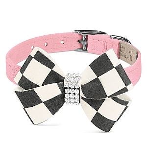 Shop Susan Lanci Designs Windsor Check Nouveau Bow 1/2 Collar In Puppy Pink