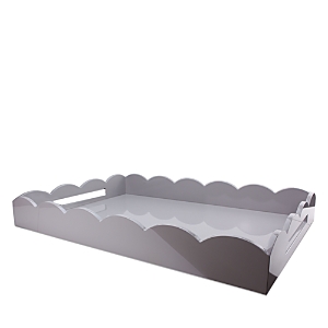 Addison Ross Large Lacquer Scalloped Ottoman Tray In Gray