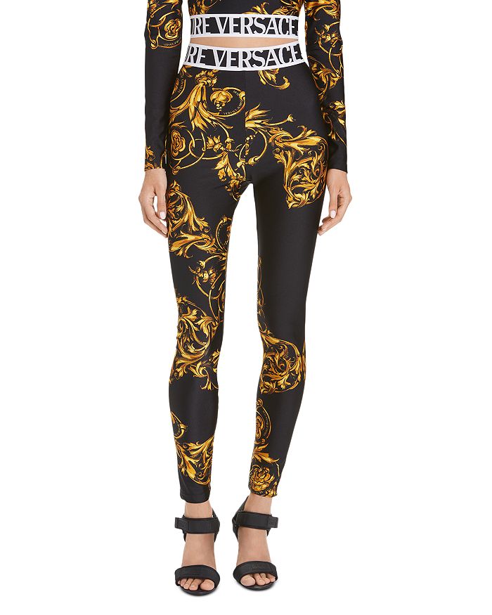 Versace Jeans Couture Chain Couture Logo Band Leggings In Crimson