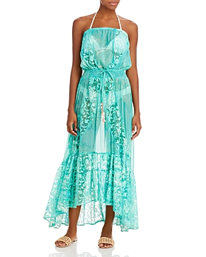 Ramy Brook Markos Sheer Jacquard Cover-up In Surf Green