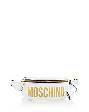 Moschino Logo Print Leather Belt Bag