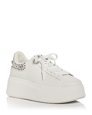 Shop Ash Women's Moby Studded Platform Low Top Sneakers In White/white
