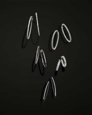 Diamond Inside Out Hoop Earrings in 14K White Gold, 2.90 tcw 