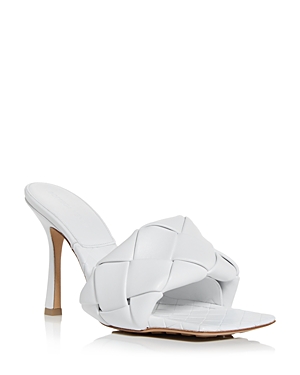 Bottega Veneta Women's Lido Woven High Heel Slide Sandals In Optic White