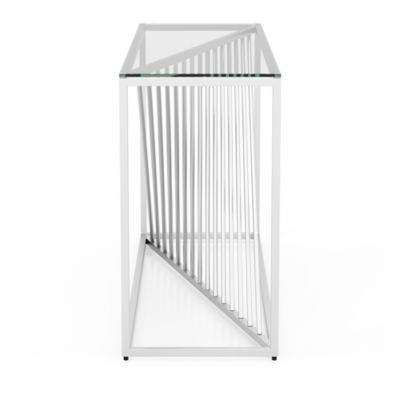 Selig 47" Glass Top Geometric Twist Base Sofa Table