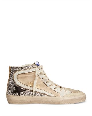 Golden Goose - Women's Space-star Shoes in Silver Glitter with Shearling lining, Woman, Size: 40