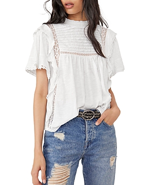 FREE PEOPLE LE FEMME RUFFLED CROCHET TOP