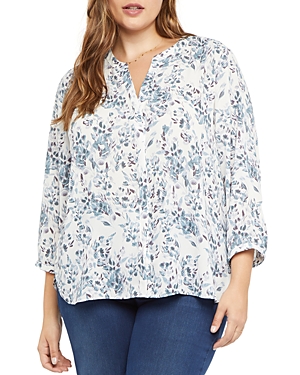Nydj Plus Pintuck-back Blouse In Frosted Willow