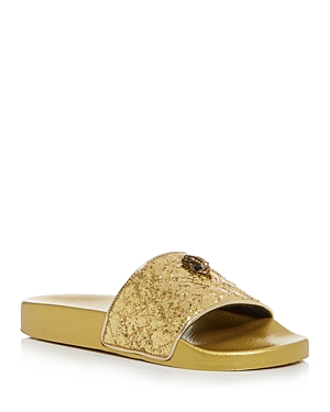 Kurt Geiger Meena Eagle Glitter Slide Sandal In Gold
