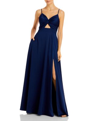 Aidan Mattox Aidan By Twist Front Mermaid Gown In Navy ModeSens