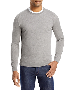 Hugo Boss Leno-p Merino Wool Crewneck Sweater In Gray
