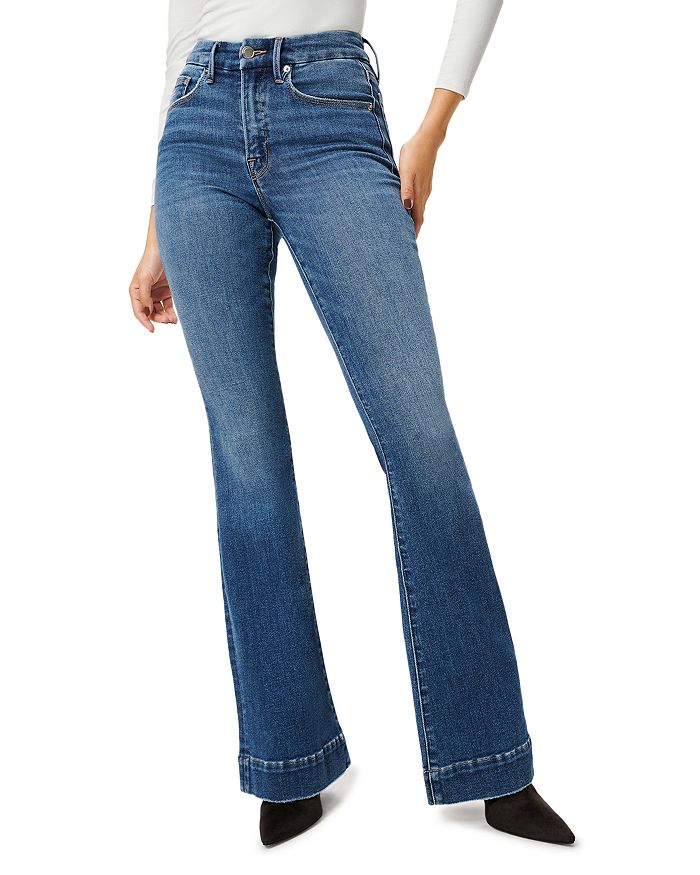 Reiss Dark Blue Good American Mini Good Legs Crop Bootleg Jeans