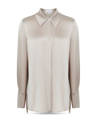 Hailey Button Front Silk Shirt