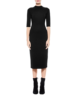 Alice And Olivia Delora Fitted Midi Dress In Black In Black