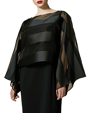 Marina Rinaldi Sagoma Striped Poncho Top In Black