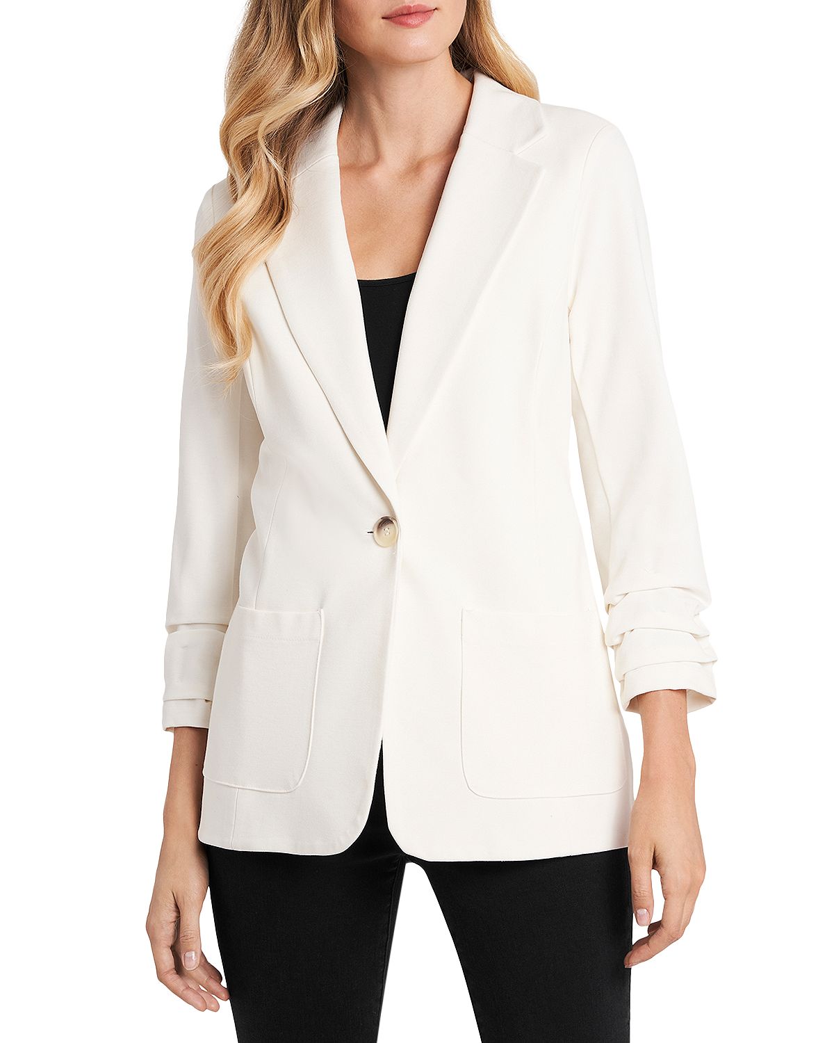 VINCE CAMUTO - Ruched-Sleeve Ponte Blazer