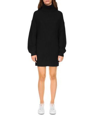 black tight turtleneck dress