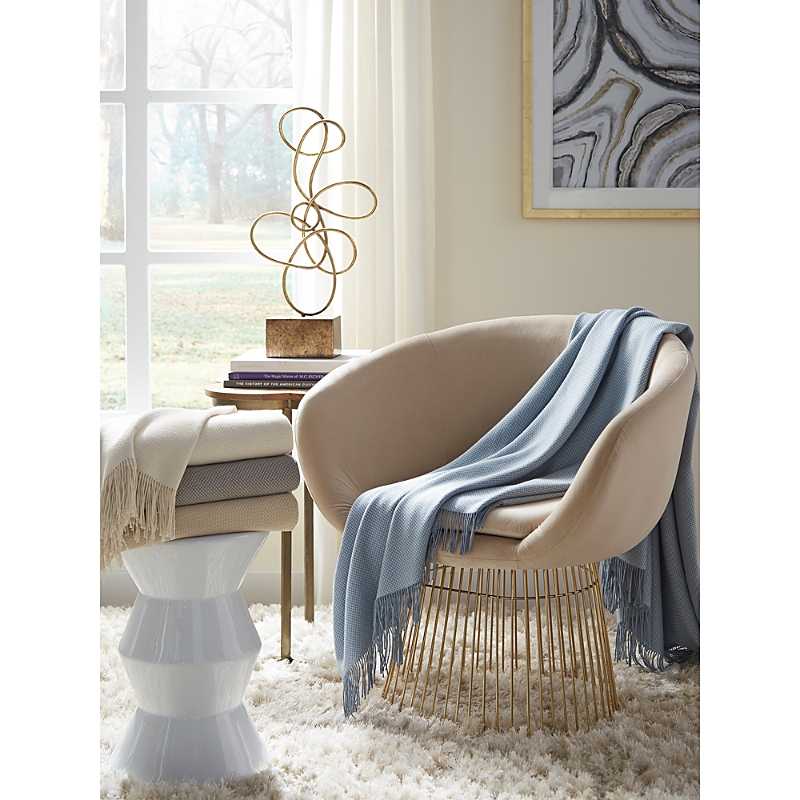 SFERRA BRISTOL BASKETWEAVE COTTON & ALPACA THROW 11301CRE