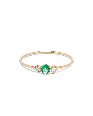 Zoë Chicco 14k Yellow Gold Emerald Gemstones Emerald & Diamond Ring In Green/gold