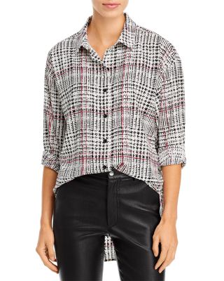 KARL LAGERFELD PARIS Oversized Plaid Blouse | Bloomingdale's