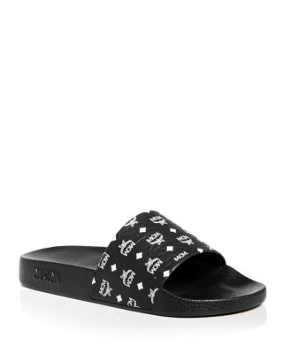 Mcm Women's Logo Slide Sandals In Black