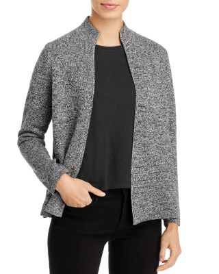 Eileen Fisher Marled Knit Stand Collar 