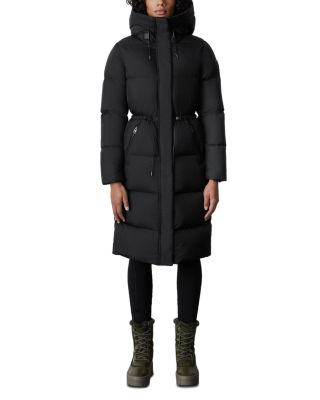 womens long black puffer coat