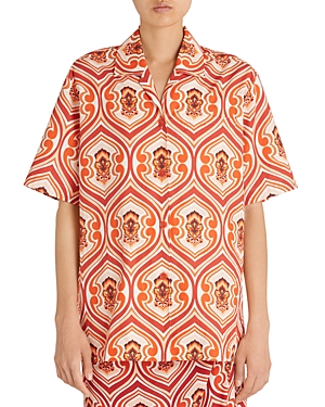 Etro Women's Rocket Printed Cotton Shirt In Orange