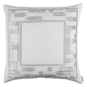 Lili Alessandra Capri Linen Euro Decorative Pillow, 28 X 28 In White/aquamarine