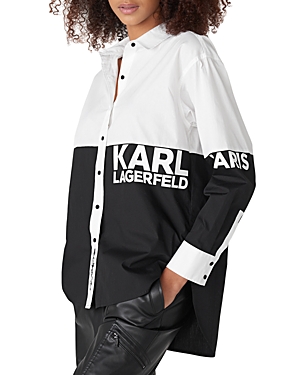 Karl Lagerfeld Paris Colorblock Logo Oversized Shirt