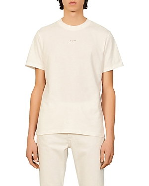 Sandro Small Logo Tee In Ecru