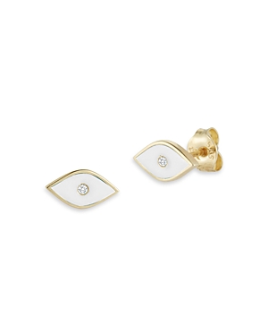 Moon & Meadow 14k Yellow Gold & Diamond Evil Eye Stud Earrings - 100% Exclusive In White/gold